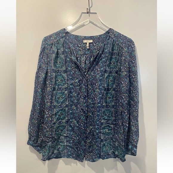 Joie Womens Silk Chiffon Floral Print Long Sleeve Button Up Blouse Medium (1526) - Picture 1 of 4